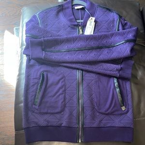 Brand New Gianni Versace Collection Jacket. XL. Purple/Black Trim Metal Accents